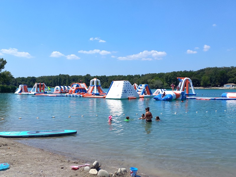 inflatibles in local lake