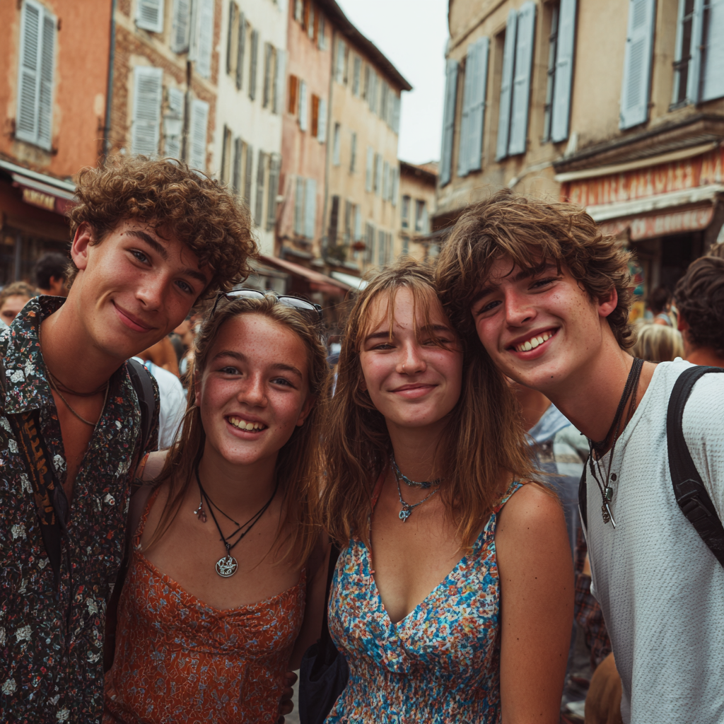 Groupe d’adolescents lors d’une sortie ensemble, illustrant la dimension sociale d’un séjour linguistique en immersion