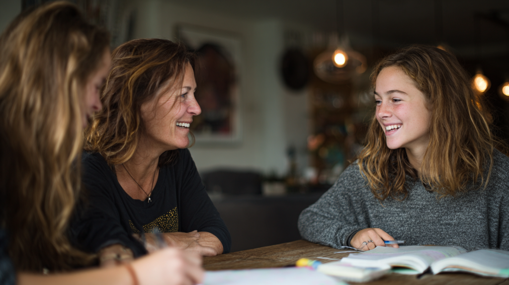 Échange entre une adolescente et une adulte anglophone lors d’un stage de seconde en immersion dans une famille anglaise